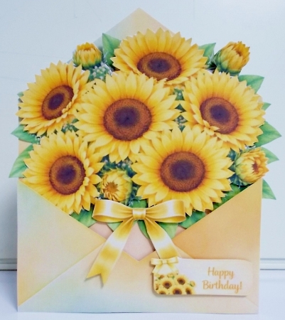Sunflower Birthday Card Topper – Bright Floral Envelope Design by Pam Stubley