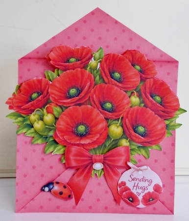 Poppy Flowers in Love Envelope Card Front by Pam Stubley