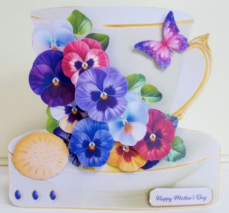 Pansies - Teacup Card Mini Kit by Pam Stubley