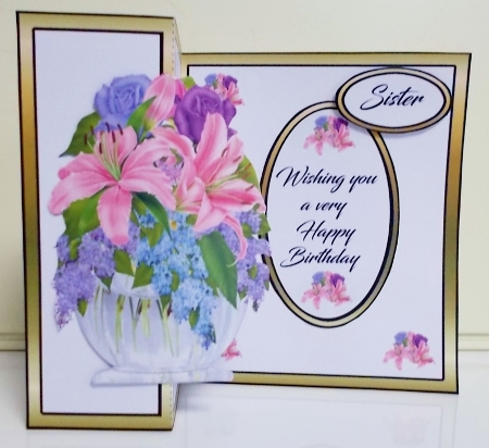 Shaped fold back Lilies & lilacs by Pam Stubley