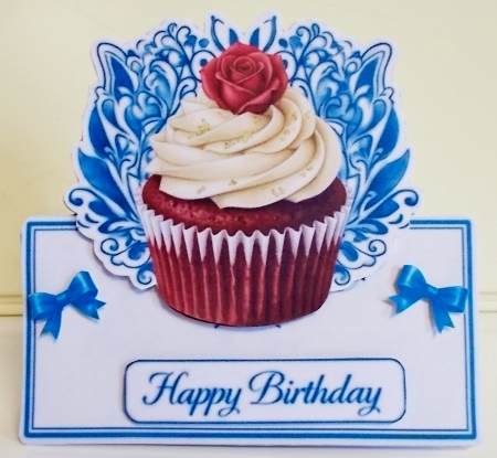 Elegant Red Velvet Cupcake Just For You Card Front by Pam Stubley