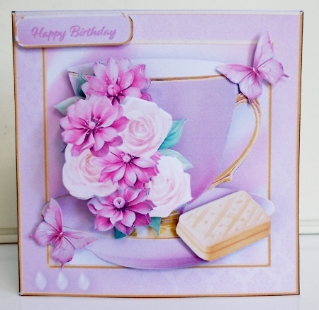 Pink Posy Teacup - Decoupage Card Mini Kit by Pam Stubley
