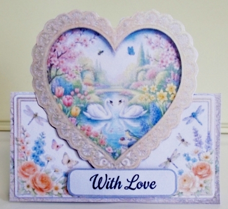 Romantic Swan Heart Frame Card Front for Love & Special Occasions by Pam Stubley