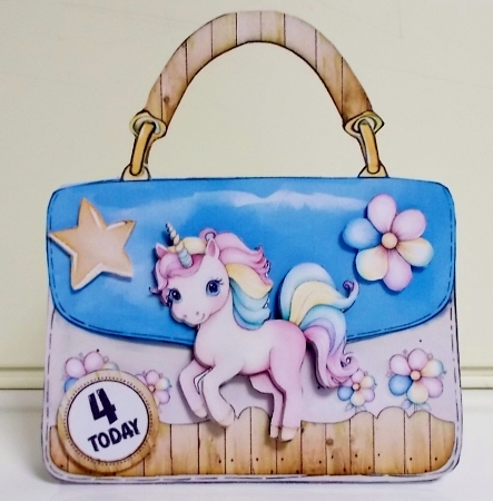 Unicorn Handbag Tent Card-2 by Pam Stubley