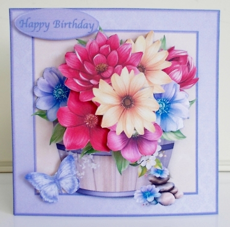 Colourful Bouquet Flower Barrel - Decoupage Card Mini Kit  by Pam Stubley