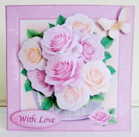 Pastel Roses Flower Barrel - Decoupage Card Mini Kit by Pam Stubley