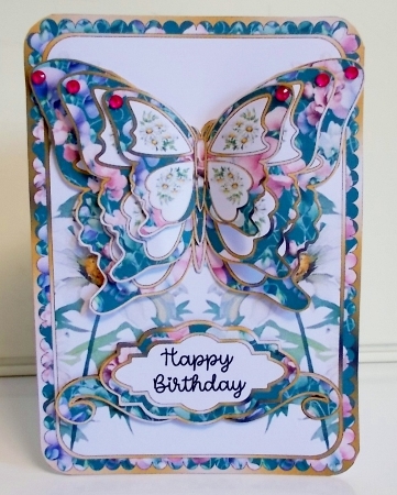Sweet Pea, Daisy & Diamond (April) 5 x 7 Butterfly Card by Pam Stubley