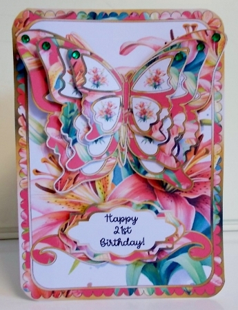 Tropical Lilies 5 x 7 Butterfly Card by Pam Stubley