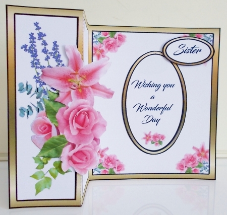 Fold Back pink roses & lily by Pam Stubley