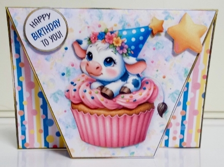 Cute Animal Cupcake-Open Card Front K1 by Pam Stubley