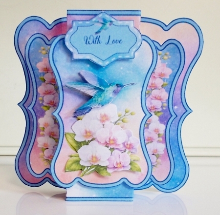 Hummingbird & Orchid Card Topper – Pastel Background, Floral Frame & Elegant Printable Design by Pam Stubley