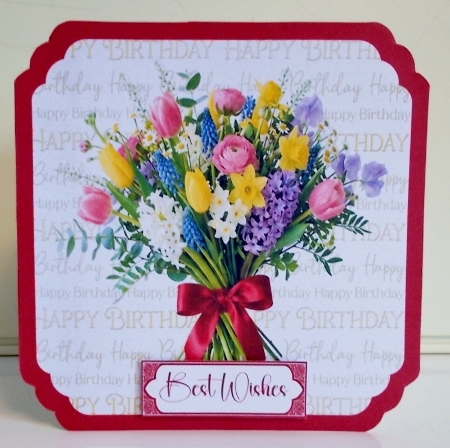 Birthday Floral 7 x 7 Shaped Card by Pam Stubley