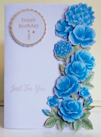 Blue Blossom Elegance Card Front – Delicate Just For You Topper by Pam Stubley