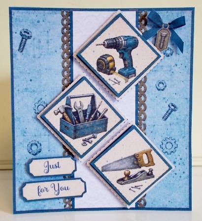 Toolbox & Workshop Tools Diamond Panel Card Front by Pam Stubley