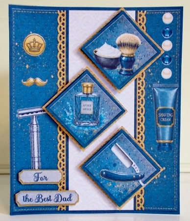 Gentleman Grooming Shaving Set Birthday Card Front by Pam Stubley