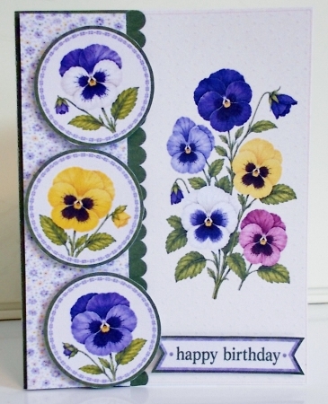 Pansy Birthday Card Front – Elegant Multicolor Floral Happy Birthday Topper by Pam Stubley
