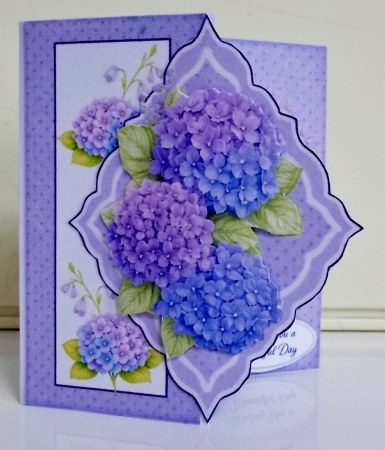 Purple Hydrangeas Layered Floral Wishing You a Wonderful Day Card Front by Pam Stubley