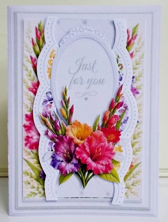 Vibrant Floral Just for You Card Topper by Pam Stubley