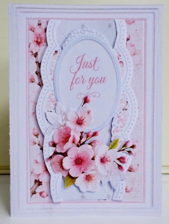Pink Blossom Just for You Card Topper by Pam Stubley