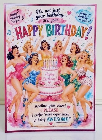 Birthday Pin-Up Girls 5x7 Card Front Kit-2 by Pam Stubley