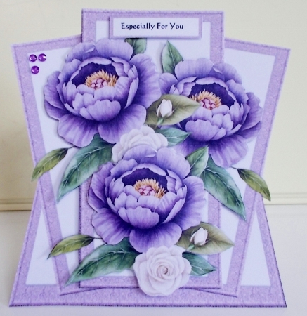 Shaped Card Topper Purple Peonies 8x8 Mini Kit by Pam Stubley