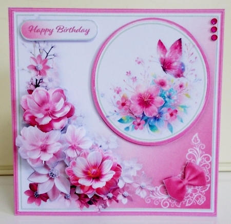 Deep Pink Butterfly - Decoupage Card Mini Kit by Pam Stubley