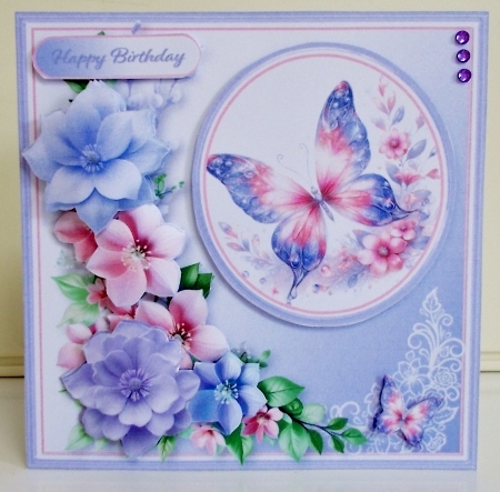 Purple and Pink Butterfly - Decoupage Card Mini Kit by Pam Stubley
