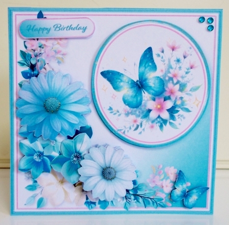 Turquoise Butterfly - Decoupage Card Mini Kit by Pam Stubley