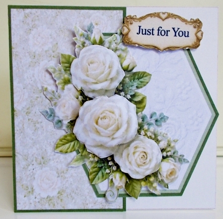 Cream Roses & Embossed Lace Just for You Topper by Pam Stubley
