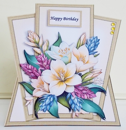 Shaped Card Topper  Brthday  Flowers Mini Kit by Pam Stubley