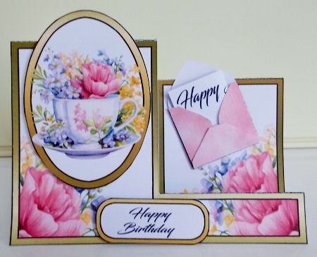 Side stepper Peony posy teacup by Pam Stubley