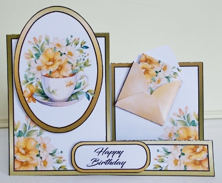 Side stepper Yellow posy teacup by Pam Stubley