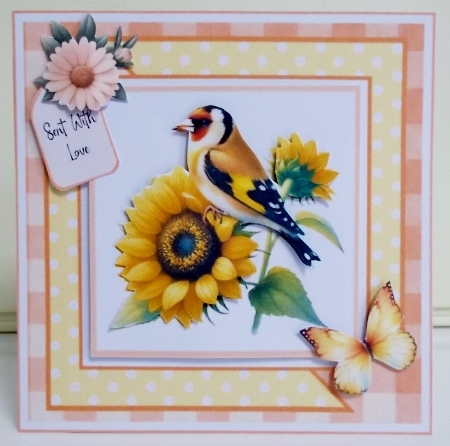 Goldfinches and Garden Flowers by Pam Stubley