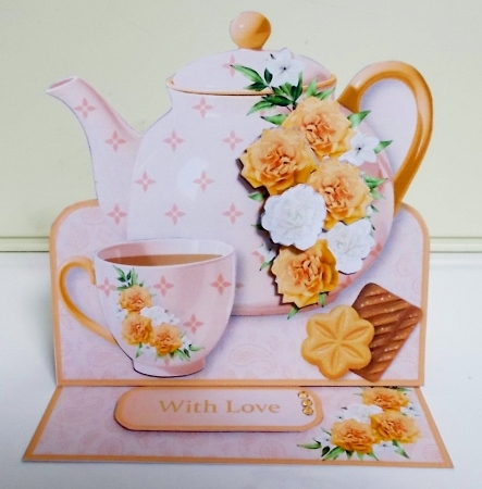 Amber Carnations - Teapot Easel Card Mini Kit by Pam Stubley