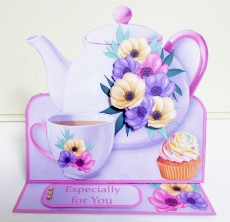 Colourful Posy - Teapot Easel Card Mini Kit by Pam Stubley