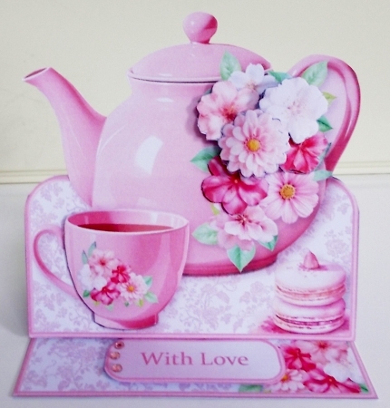 Pink Posy - Teapot Easel Card Mini Kit by Pam Stubley