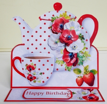 Poppies - Teapot Easel Card Mini Kit by Pam Stubley