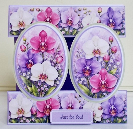 Elegant 7x7 Orchid Floral Card Topper for Handmade Crafts by Pam Stubley