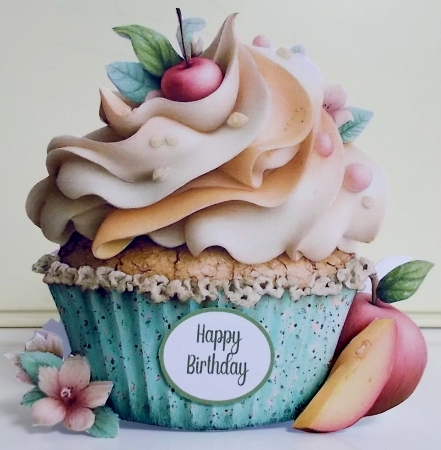 Birthday Cupcake 7 x 7 Shaped Card by Pam Stubley