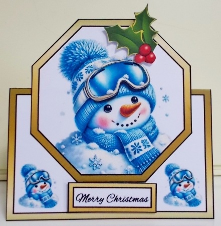 Octagon tent Blue snowman by Pam Stubley