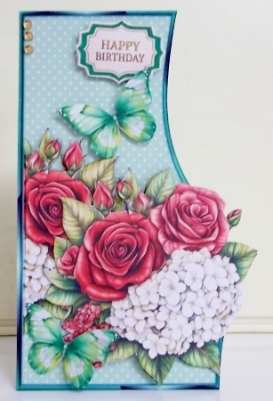 Floral Shaped Card   RED ROSES   Mini Kit by Pam Stubley