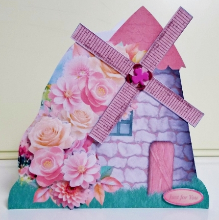 Pink and Cream Flowers - Windmill Card Mini Kit by Pam Stubley
