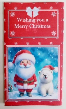 Santa & polar bear cub scalloped edged money wallet. by Pam Stubley