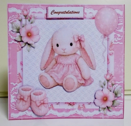 New Baby Girl  BUNNY 7x7 Mini Kit by Pam Stubley