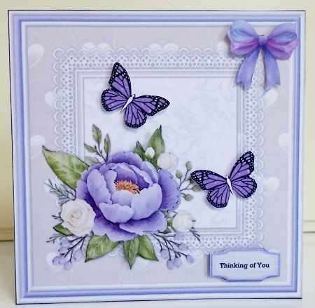 Purple Peonies and Butterflies 7x7  Mini Kit by Pam Stubley