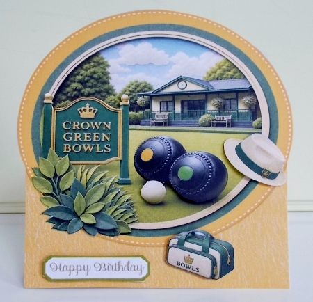 Crown Green Birthday Shaped 7 x 7 Card by Pam Stubley