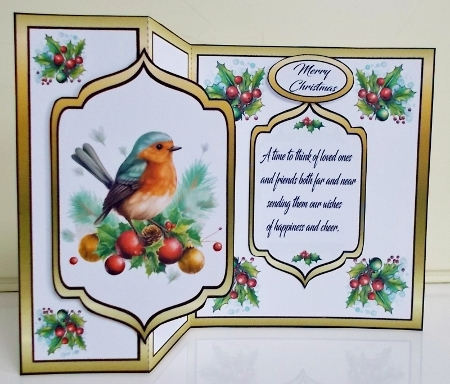 Fold back Robin & baubles by Pam Stubley