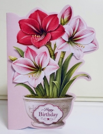 Red & White Lilies Shaped 5 x 7 Card by Pam Stubley