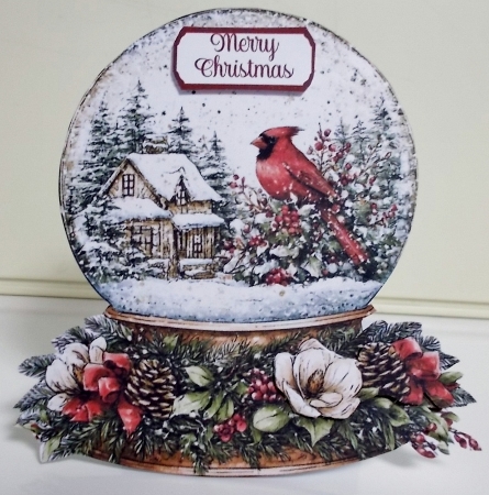 Snow Globe Cardinal Shaped 7 x 7 Card by Pam Stubley
