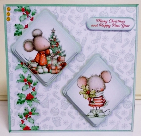 Christmas Mice - Double Diamond Card Mini Kit by Pam Stubley